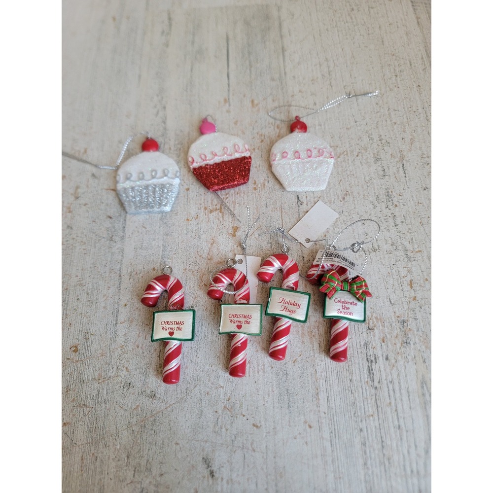 Unique glitter present gift candy cane mini ornament Xmas set home decor